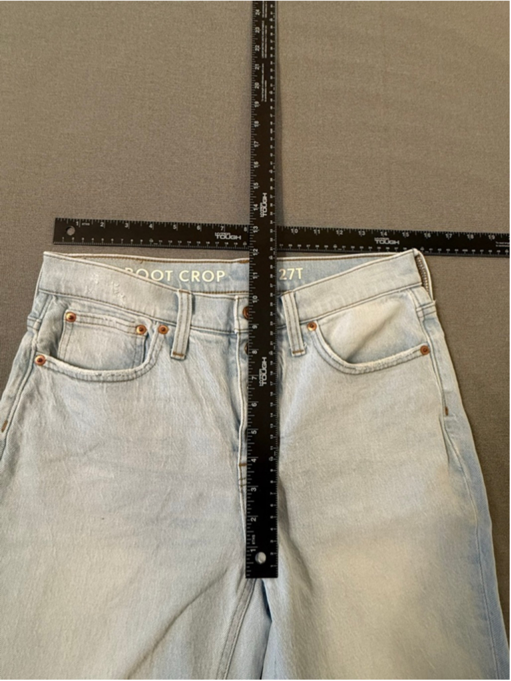 J.Crew Demi-Boot Crop jeans light blue copper button fly SZ 27T - Picture 9 of 12